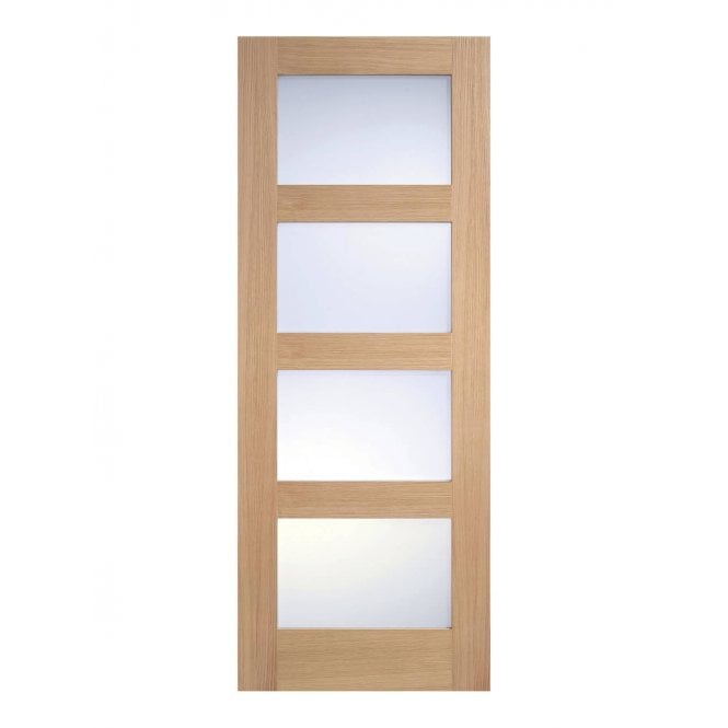 LPD Unfinished Oak- Shaker 4 panel Frosted Door