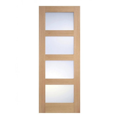 LPD Unfinished Oak- Shaker 4 panel Frosted Door