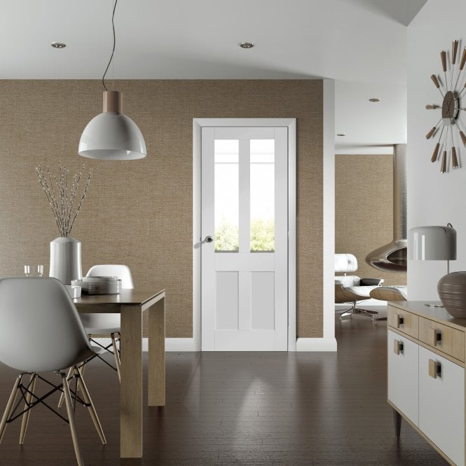 XL Joinery Malton Shaker White Primed Clear Internal Glazed Door