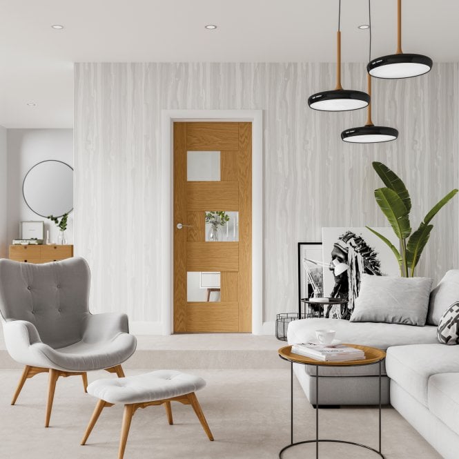 XL Joinery Perugia Pre-finished Oak Clear Internal Glazed Door