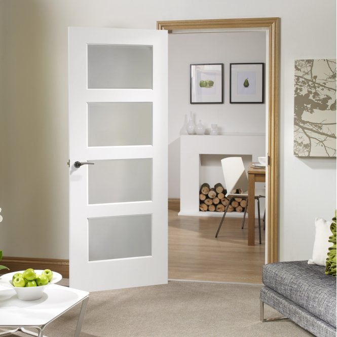 XL Joinery Severo White Bevelled Glass Clear Internal Door