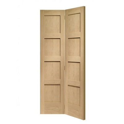 XL Joinery Shaker 4 Panel Bi-Fold Oak Internal Door