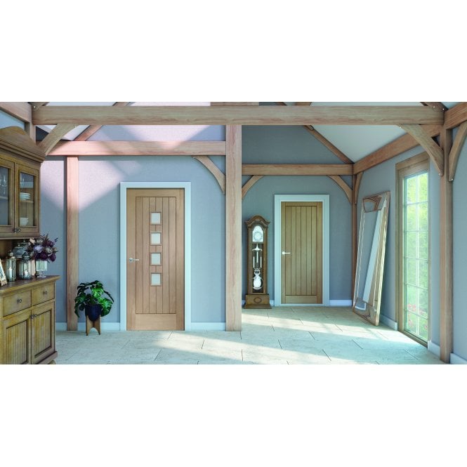 XL Joinery Suffolk 4 Light Oak Frosted Internal Glazed Door