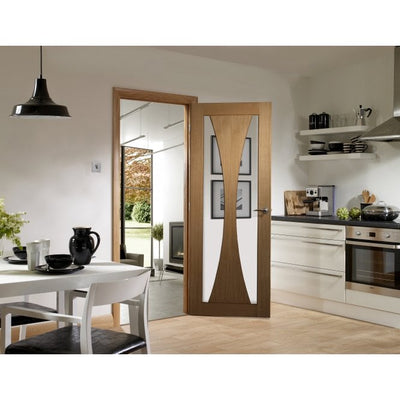 XL Joinery Verona Pre-Finished Oak Clear Internal Glazed Door