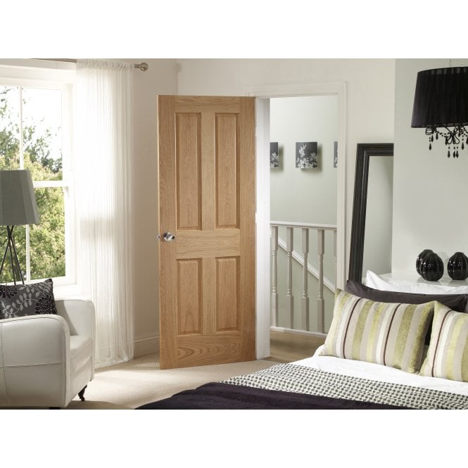 XL Joinery Victorian 4 Panel Pre-Finished Oak FD30 Fire Door