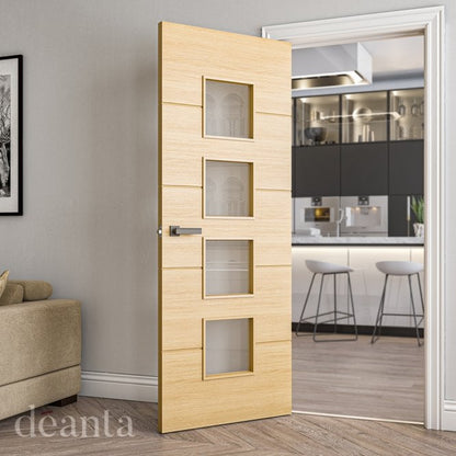 Deanta Augusta Prefinished Oak Glazed FD30 Fire Door