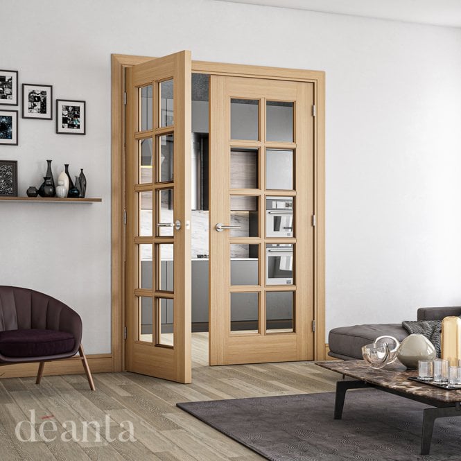 Deanta Bristol Unfinished Oak Bevelled Internal Glazed Door