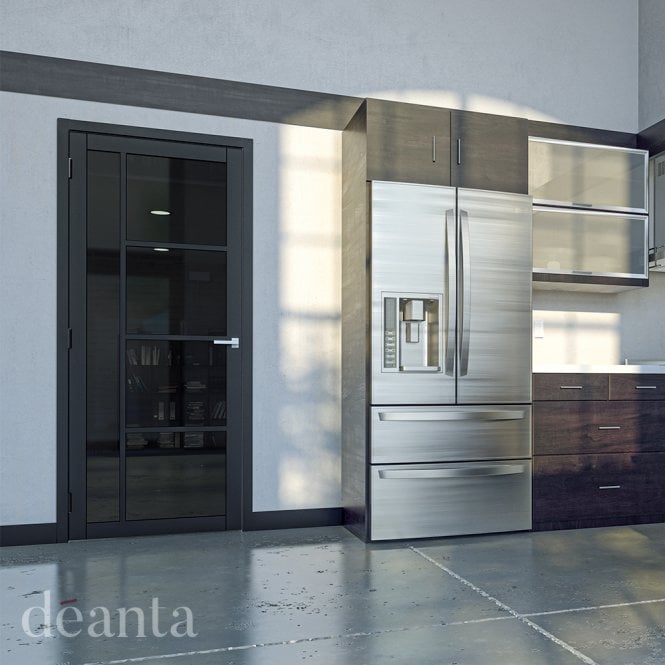 Deanta Brixton Pre-Finished Black Tinted Internal Glazed Door