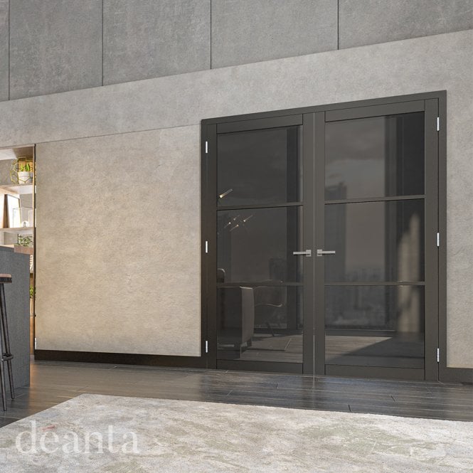 Deanta Camden Pre-Finished Black Tinted Internal Glazed Door