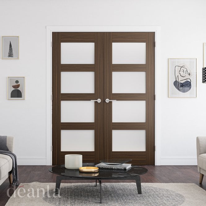 Deanta Coventry Prefinished Walnut Frosted Internal Glazed Door