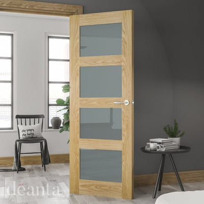 Deanta Coventry Unfinished Oak Frosted Internal Glazed Door