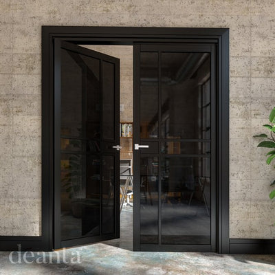 Deanta Dalston Pre-Finished Black Tinted Internal Glazed Door