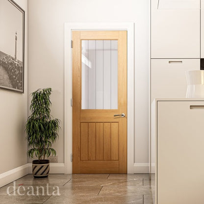 Deanta Ely Prefinished Oak Internal Glazed Door (1L Half)