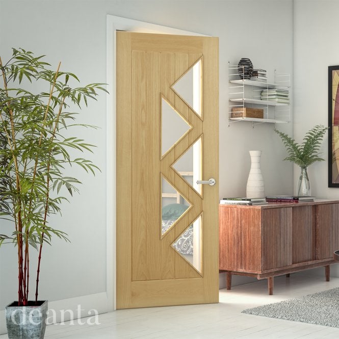 Deanta Ely Prefinished Oak Internal Glazed Door (5L)