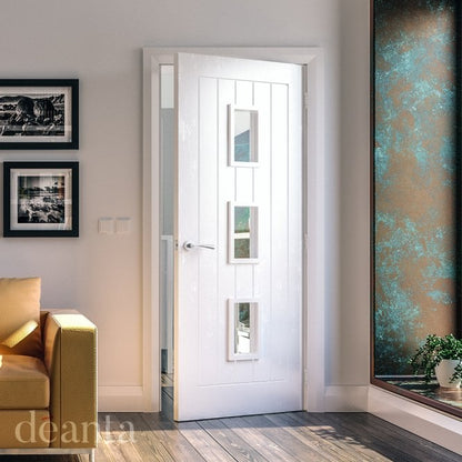 Deanta Ely White Primed (3L) Glazed FD30 Fire Door