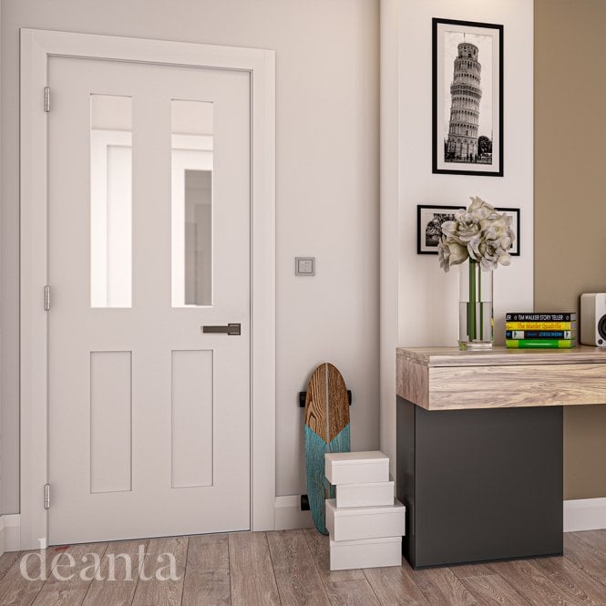 Deanta Eton White Primed Internal Glazed Door