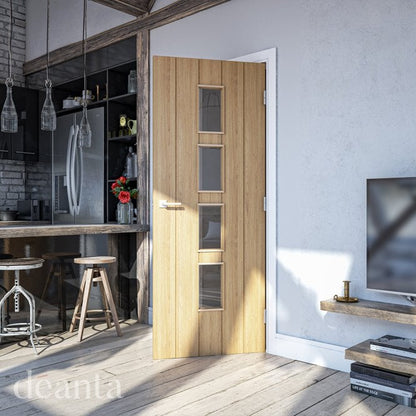 Deanta Galway Unfinished Oak Glazed FD30 Fire Door