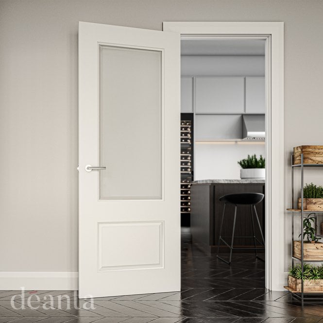 Deanta Madison White Primed Internal Glazed Door