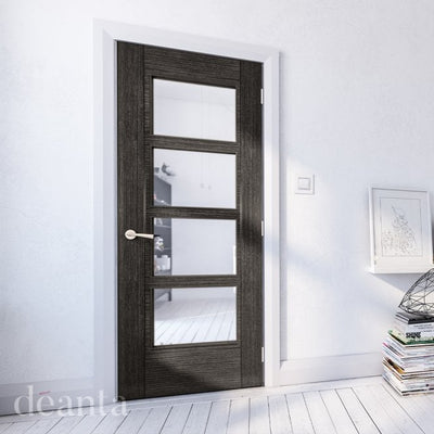 Deanta Montreal Dark Grey Ash Glazed FD30 Fire Door