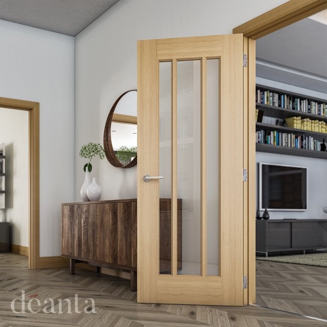 Deanta Norwich Unfinished Oak Bevelled Internal Glazed Door