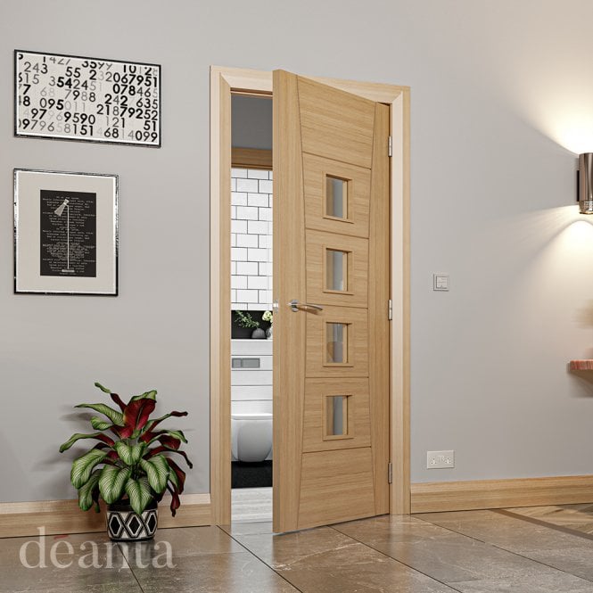 Deanta Pamplona Prefinished Oak Glazed FD30 Fire Door