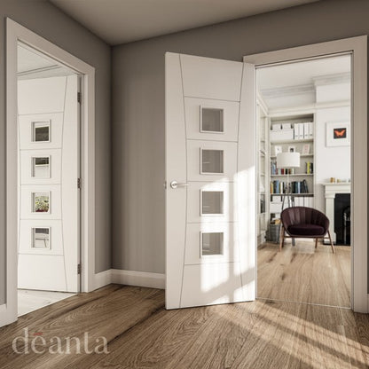 Deanta Pamplona White Primed Glazed FD30 Fire Door