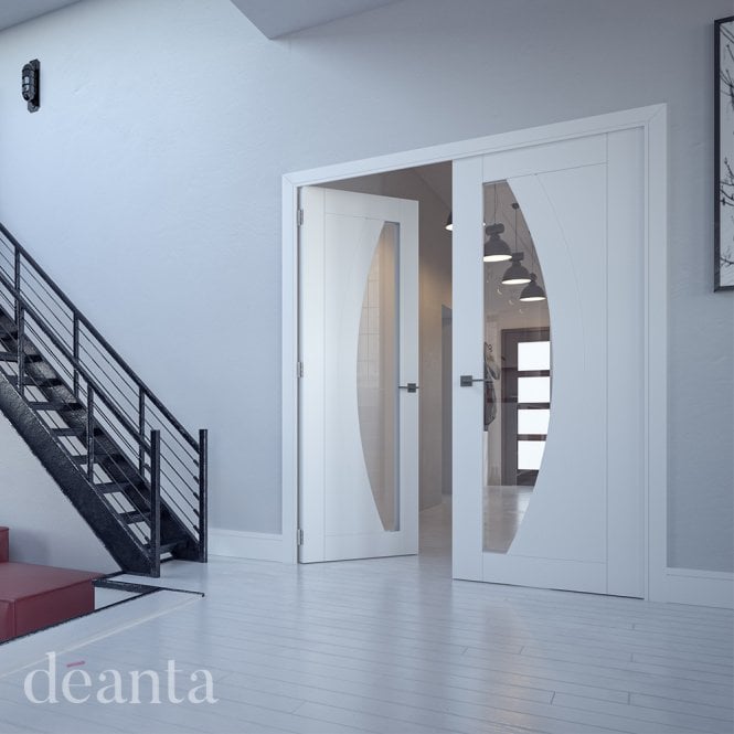 Deanta Ravello White Primed Internal Glazed Door
