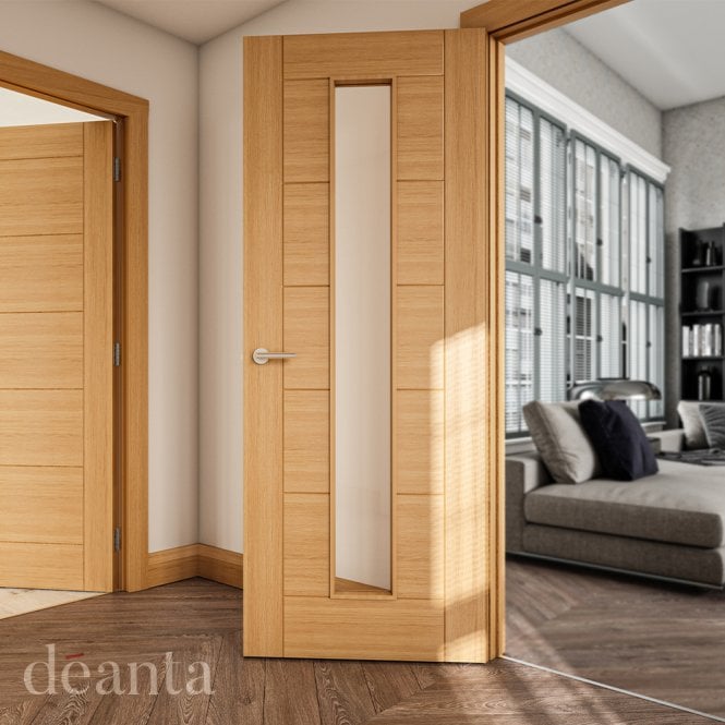 Deanta Seville Prefinished Oak 1L Glazed FD30 Fire Door