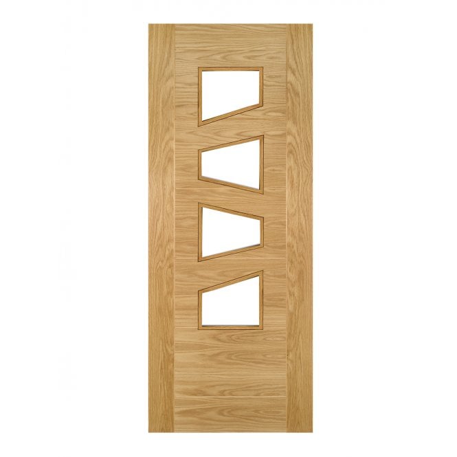 Deanta Seville Prefinished Oak Internal Glazed Door (4L Slanted)