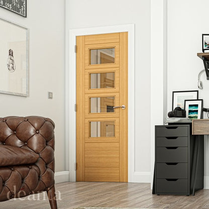 Deanta Seville Prefinished Oak Internal Glazed Door (4L Square)