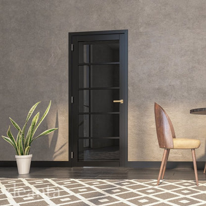 Deanta Shoreditch Pre-Finished Black Tinted Internal Glazed Door