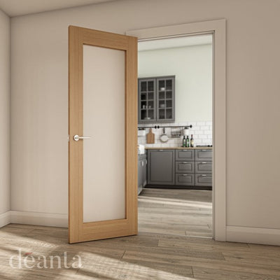 Deanta Walden Unfinished Oak Frosted Internal Glazed Door