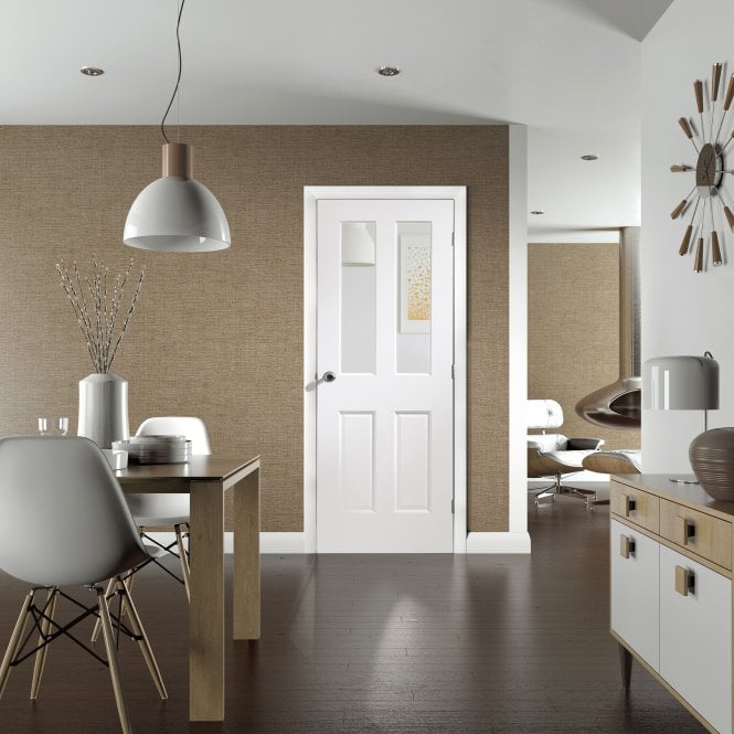 XL Joinery Malton Pre-Finished White Bevelled Glass Clear Internal Glazed Door