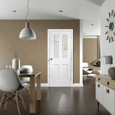 XL Joinery Malton Pre-Finished White Bevelled Glass Clear Internal Glazed Door