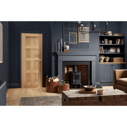 LPD Oak Shaker 4-Panel Pre-Finished FD30 Fire Door