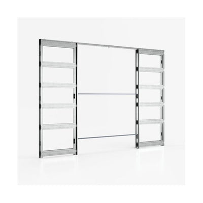 Deanta Double Pocket Door Kit 125mm - White Frame / Satin Chrome Hardware