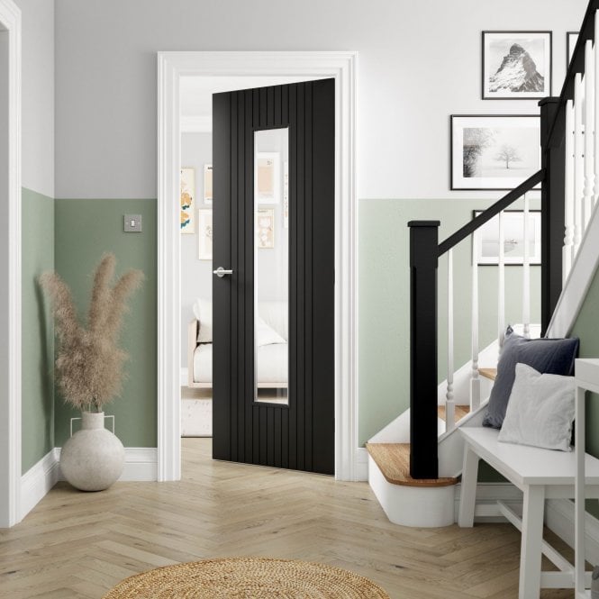JB Kind Aria Black Laminated Internal Glazed Door