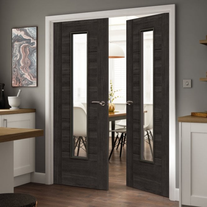 JB Kind Tigris Dark Grey Glazed Laminated Internal Door