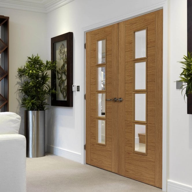 JB Kind Bela Oak Clear Internal Glazed Door