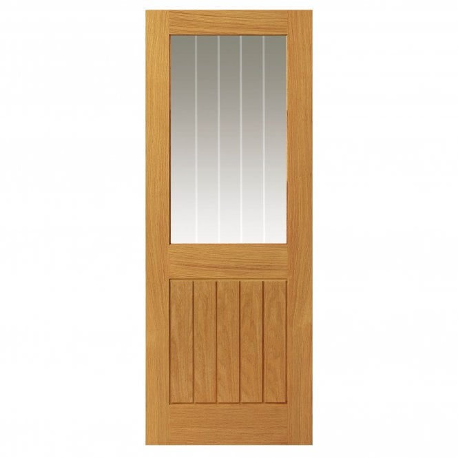 JB Kind Thames Oak Half Light Clear Glazed Finished Internal Door