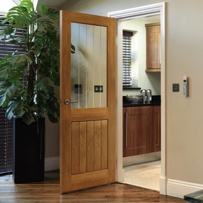 JB Kind Thames Oak Half Light Glazed Unfinished Internal Door