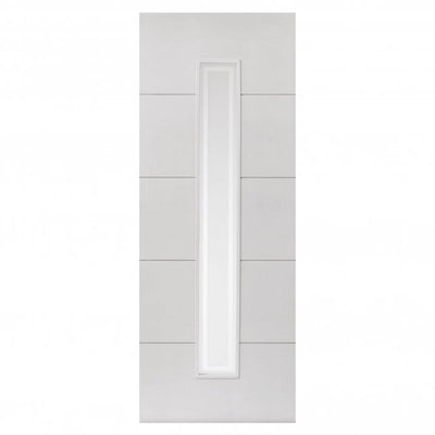 JB Kind Dominion Etched Glazed White Primed FD30 Fire Door