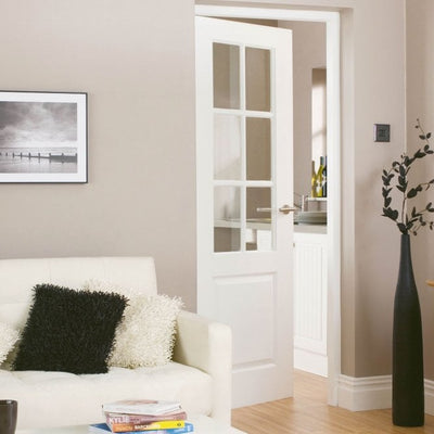 JB Kind Faro White Primed Clear Internal Glazed Door