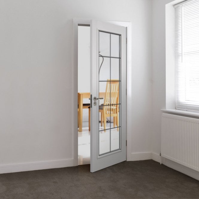 JB Kind Decima White Primed Bevelled Internal Glazed Door