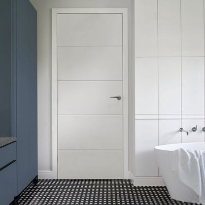 JB Kind 4 Line Horizontal White Primed FD30 Fire Door