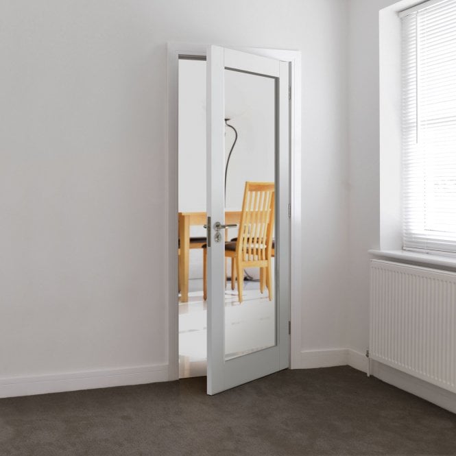 JB Kind Tobago White Primed Clear Internal Glazed Door