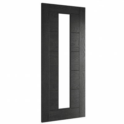 Deanta Seville Pre-Finished Brushed Black Oak Glazed 1L FSC Internal Glazed Door