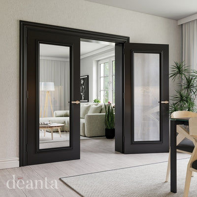 Deanta Blenheim Black Prefinished FSC Internal Bevelled Glazed Door