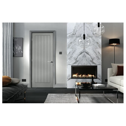 LPD Grey Moulded Textured Vertical 5P FD30 Fire Door