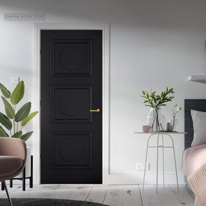 LPD Antwerp Primed Black 3 Panel FD30 Fire Door